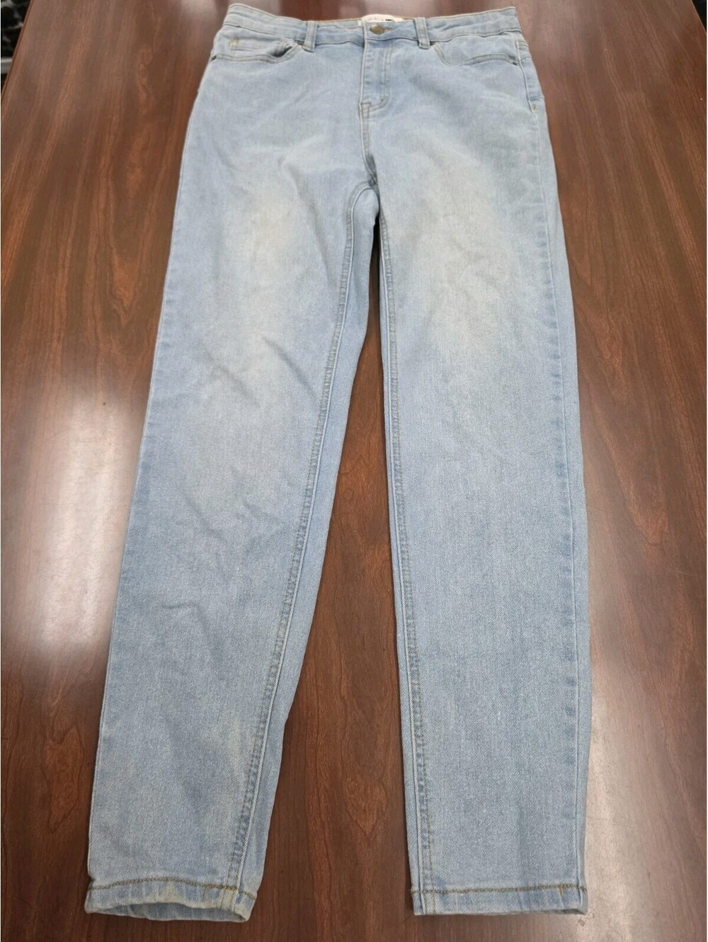 Fashion Nova womens Light Wash Straight Leg Jeans High RIse Stretch Denim SZ 11